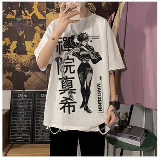 Camiseta Branca de Anime Maki Zenin Jujutsu Kaisen