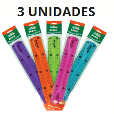 Kit 3 Réguas Flexível 20cm Color Sortida Não Quebra-Leoleo | Shopee Brasil