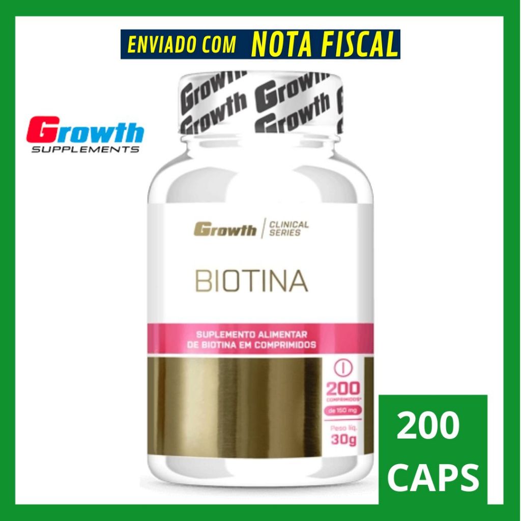 Biotina Growth 200 Comprimidos Original Cabelos e Unhas | Shopee Brasil