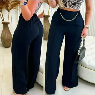 Calça Pantalona Feminina Cintura Alta Wide Leg Duna