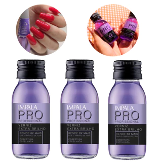 Esmalte Impala Pro - Verniz Extra Brilho 60ml C/3 unidades