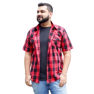 Camisa Xadrez Adulto Masculina Manga Curta Cowboy Com Bolso