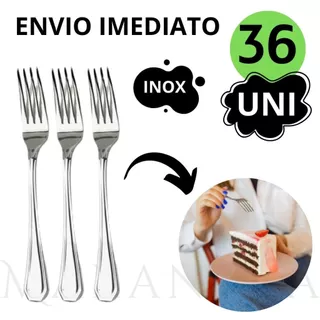 Kit 36 Peças Garfo Para Sobremesa Doces e Bolos de Aço Inox Cafeteria Restaurante Buffet Bar Hotel Hotelaria Pousada Original