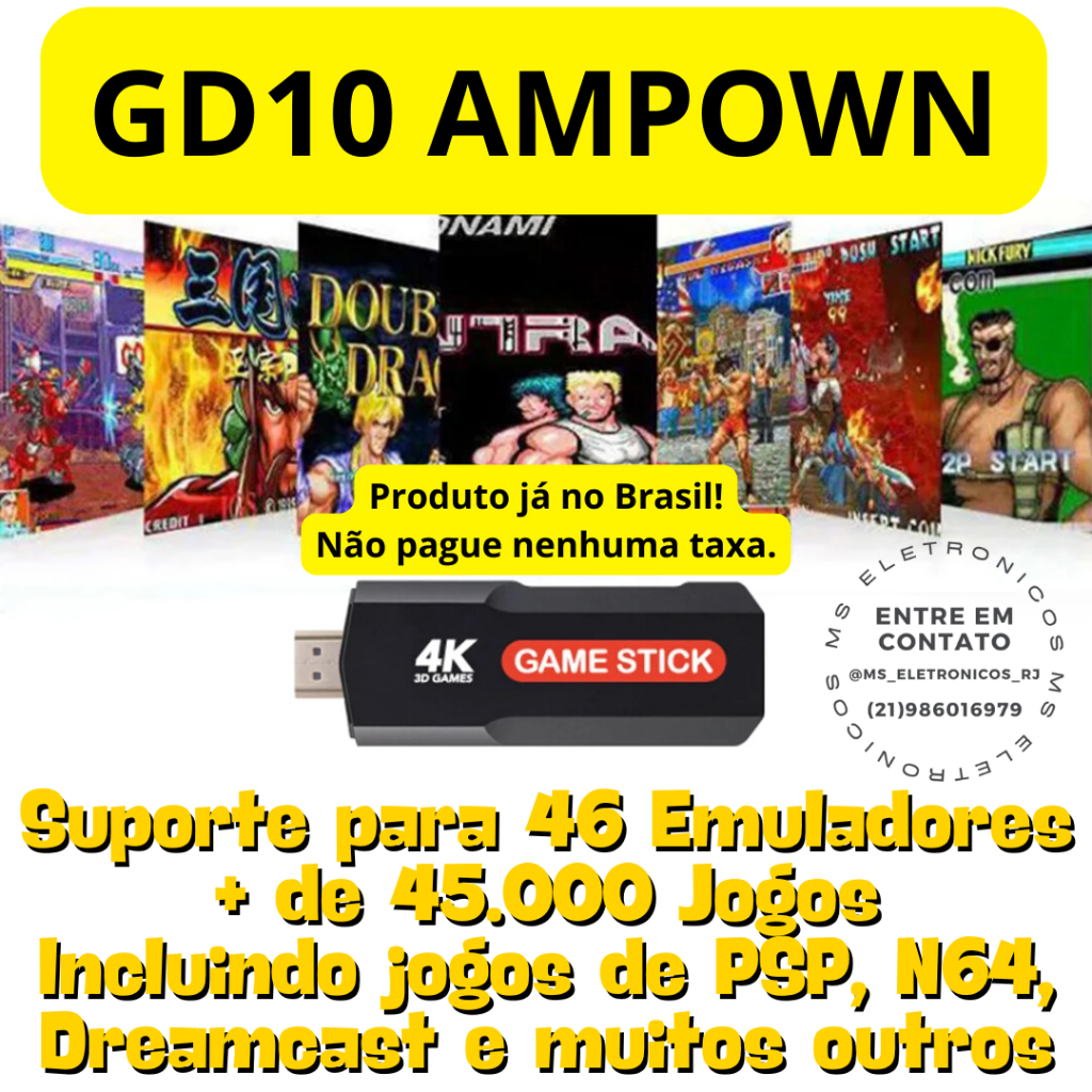 Game Stick GD10 X2 GAMER 128GB 45.000 JOGOS | 2 Controles