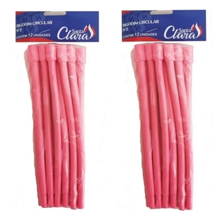 Bigodim Bigudinho Circular Nº2 Kit 24 Unids Santa Clara Na Cor Rosa