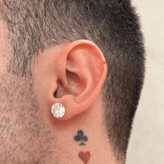 Brinco 10 mm Grande Pedra Zirconia Brilhante Neymar Masculino/Feminino Prata Pura 925