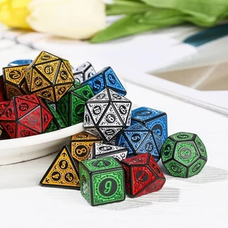 7pcs Dice Set D4 D6 D8 D10 D % D12 D20 Acrílico Placa De Entreteria Jogos De Festa Da Família De Resina Jogo De Brinquedos Dados