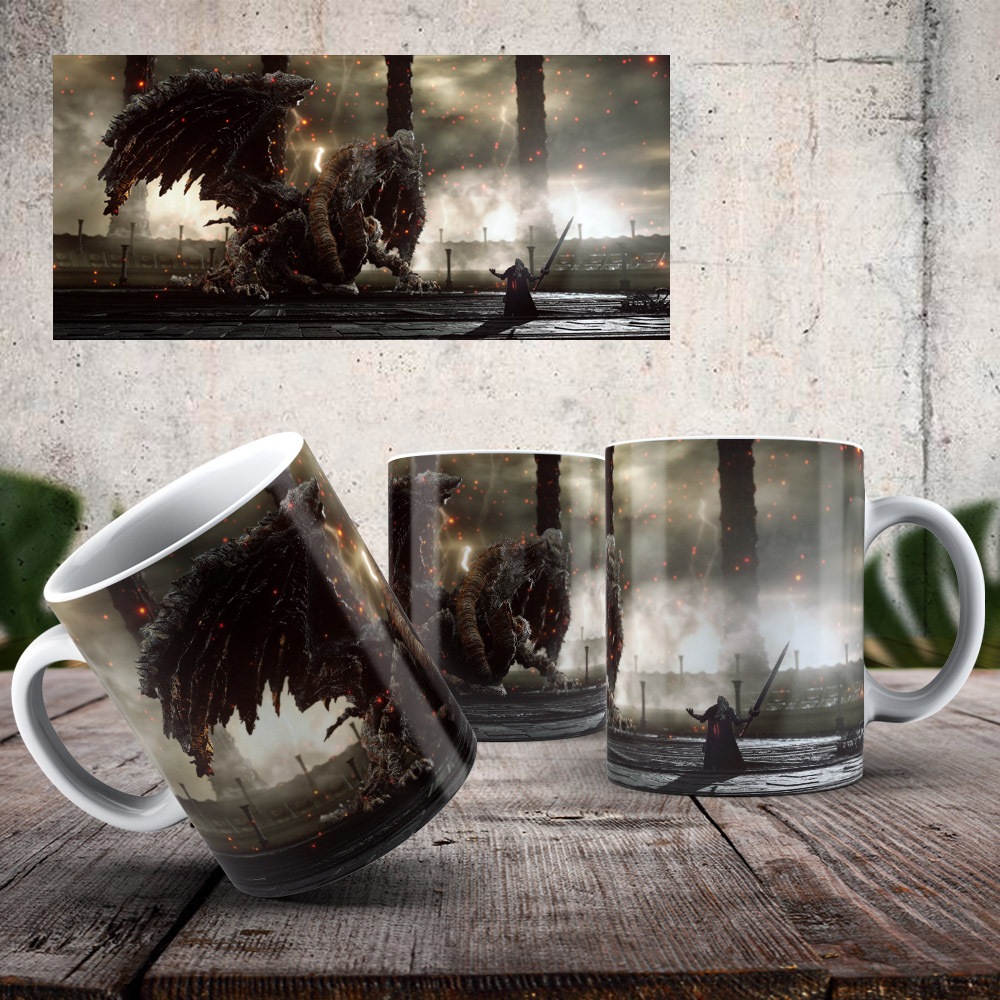 Caneca Elden Ring Game Porcelana Brilhante