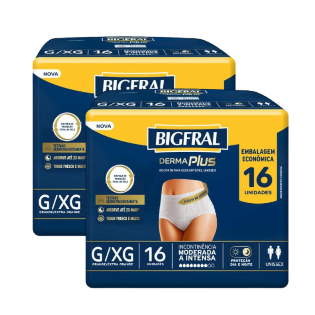 Fralda Geriátrica calça BigFral 02 Pacotes Noturna incontinência severa ...