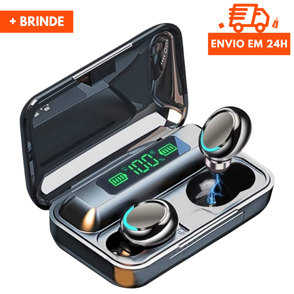 Fone F9-5 Sem fio - Bluetooth V5.3 - Carregador de celular Original TWS
