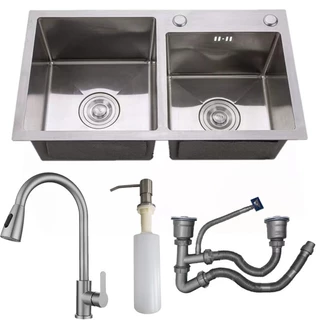 78*43cm Cuba Inox retangular com torneira