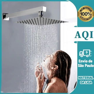 Ducha Inox 304 Chuveiro Luxo Quadrado Furos de Silicone Com Braço20CM/30CM