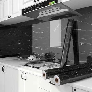 papel de parede Adesivos para cozinha Brilhante Lavável Mármore gelo 5 Metro x 60cm Resistente Agua