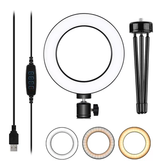 Ring Light de Anel Luz Led 6 Polegadas 16cm Portátil Iluminador Led Com Tripé