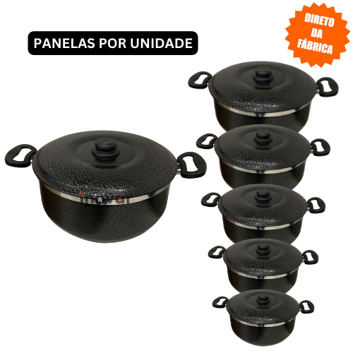 Panelas Caçarolas em Aluminio Craqueado Resistente. Tamanhos Disponiveis 22 20 18 16 14 Qualidade total