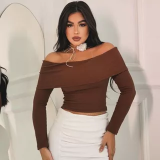 Blusa Tomara que Caia Manga Longa Feminina Moda Gringa Inverno Casual Moderna Estilosa BLUSA LIVIA
