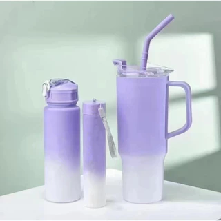 Kit 3 Garrafa Copo Para Carro 240ml+500ml+1200ml com Adesivos Água Squeeze