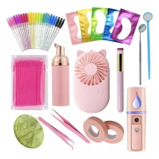 Kit Extensão Alongamento Cílios Microbrush Escovinha Pinças