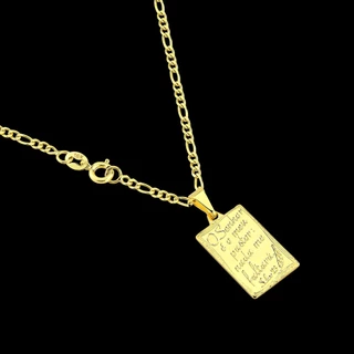 Corrente Masculina 3x1 + Pingente Placa Banhados a Ouro 18k Cordão Frase o Senhor é Meu Pastor