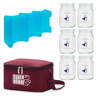 Kit N°1 - Bolsa Térmica com Gelo Artificial e 6 potes de vidro com graduação 200ml em Oferta na Shopee