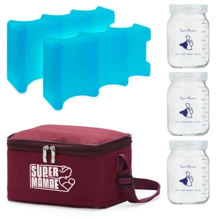 Kit N°2 - Bolsa Térmica com 2 Gelos Artificiais e 3 potes de vidro com graduação 200ml em Oferta na Shopee