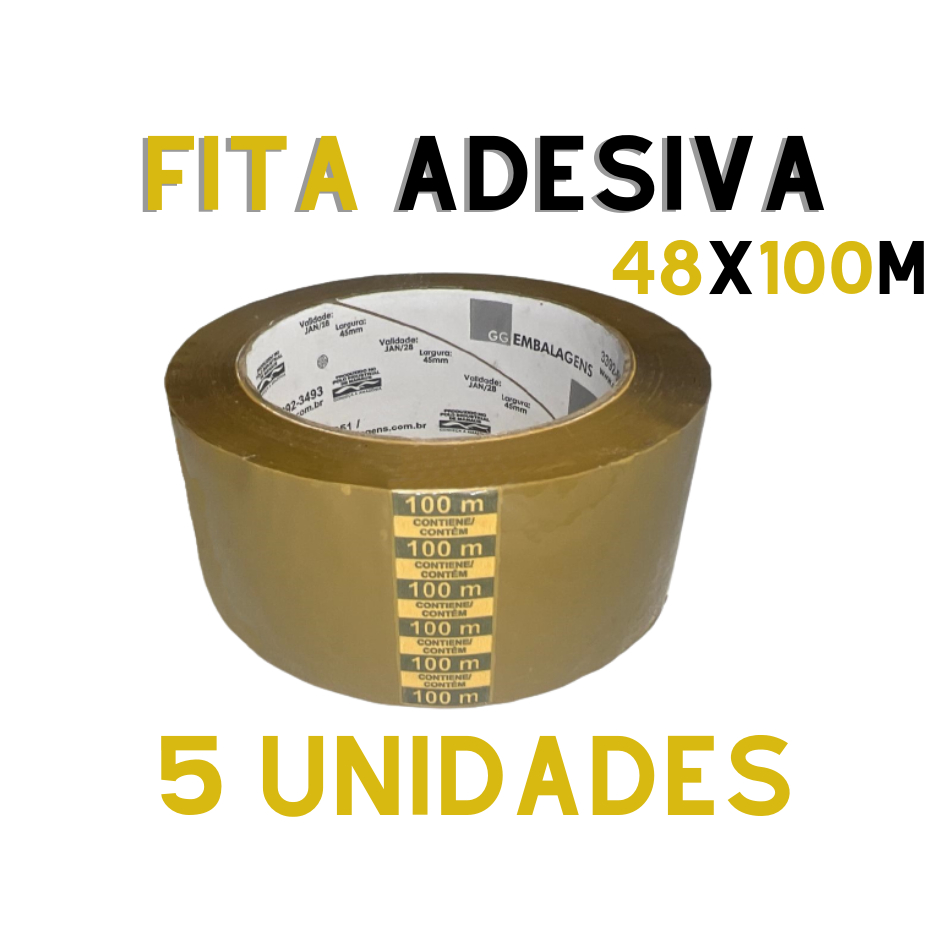 Kit 5 Fitas Adesivas Marrom 48mm X 100m
