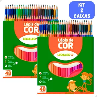 Lápis de Cor 48 Cores Grande Colorir Pintar Infantil