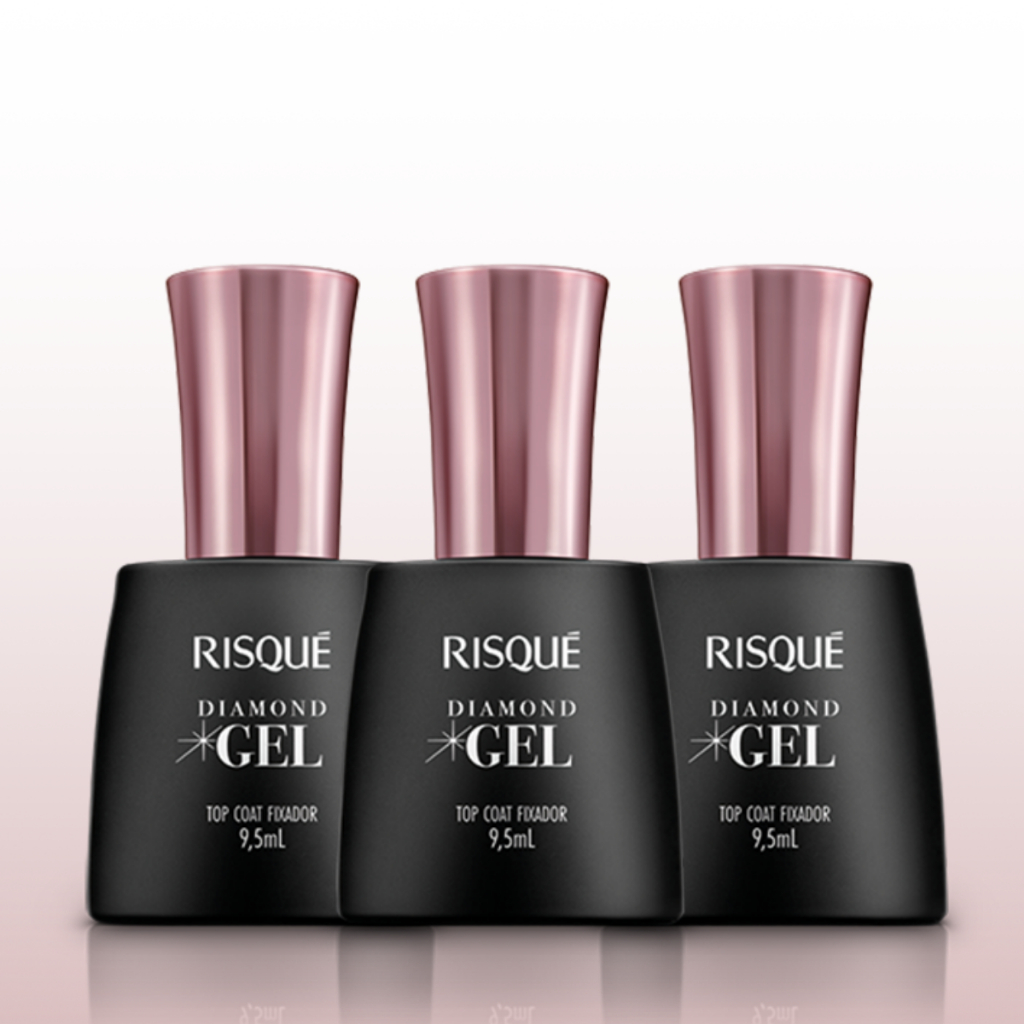 Kit 10 Esmaltes Risque Diamond Gel Top Coat Fixador Brilho 9,5ml ...
