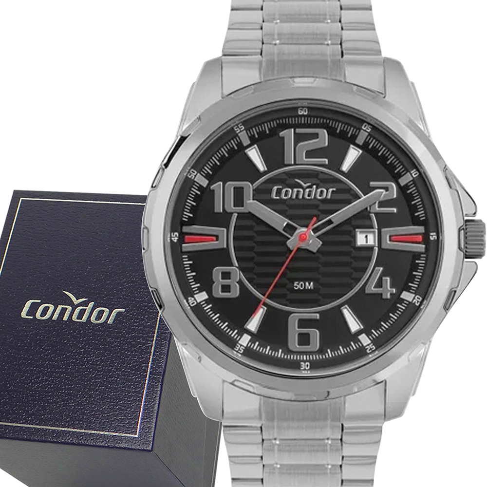 Relógio Masculino Condor Prata Original Com 1 Ano Garantia