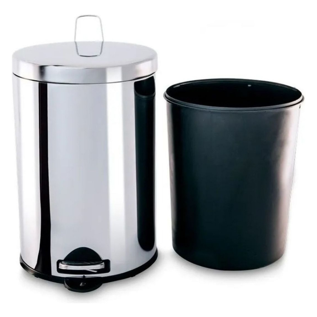 Lixeira 5 Litros Inox Com Pedal Cesto Removivel inoxidável Resistente Banheiro Cozinha Casa Pratica