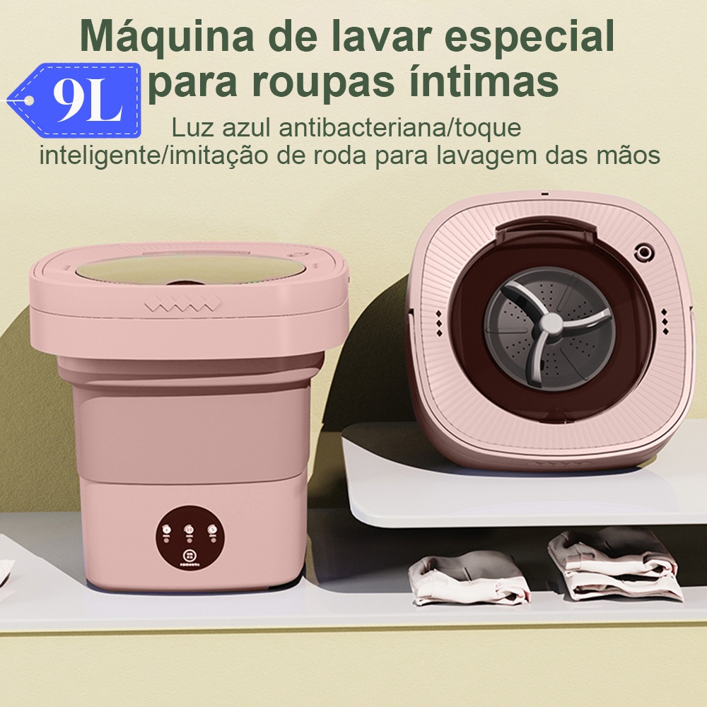Mini máquina de lavar roupa 9L dobrável portátil moderna máquina de lavar automática roupa interior de viagem