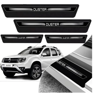 Kit 8 Peças Soleira Adesivo Porta Duster 2012 2013 2014 2015 2016 2017 2018 2019 2020 - Preto Imperdivel