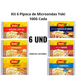 Pipoca de Microondas Yoki 100g Sabor Variados 6 UND