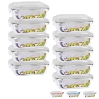 Conjunto com 10 Potes de Vidro Herméticos para Mantimentos e Marmita - 370ml