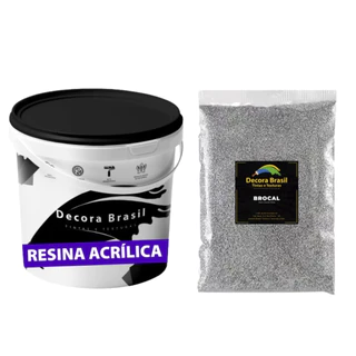 Kit Resina Acrílica + Brocal Revestimento com Brilho para Paredes Muros Chão E Teto