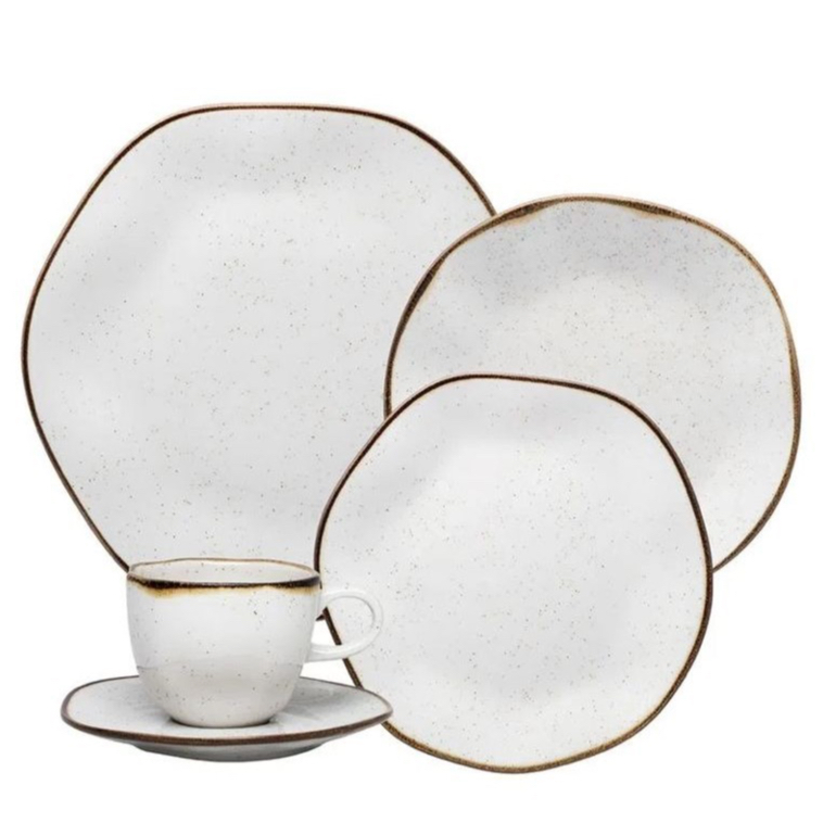 Aparelho de jantar Oxford Porcelana 20 peças maresia, areia