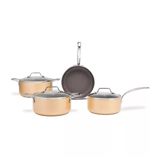 Jogo de Panelas Com Indução Antiaderente Ceramic Life 4 Peças Coast Champanhe em Oferta na Shopee