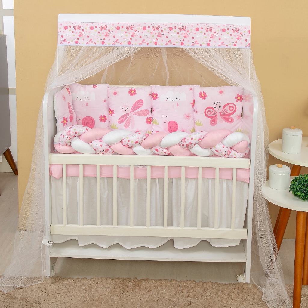 KIT PARA MINI BERÇO ALMOFADINHAS 12 PEÇAS + SAIA – BEBÊ MENINA | Shopee ...