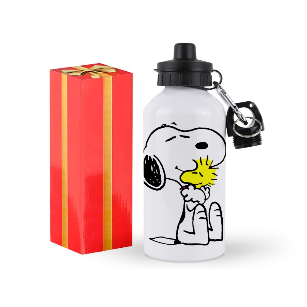 Garrafa Personalizada Alumínio Snoopy Squeeze de Água 500ml + Caixa ...