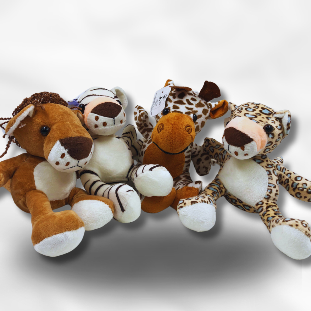 Urso de Pelúcia Safari - Zebra, Tigre, Onça e Girafa