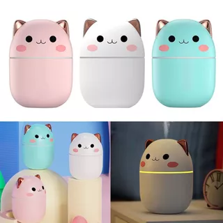 Mini Umidificador 250ml Purificador De Ar Gatinho Com Led
