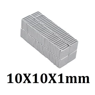 Imã De Neodímio Super Forte 10mm X 10mm X 1mm - 10x10x1mm - 10 Peças