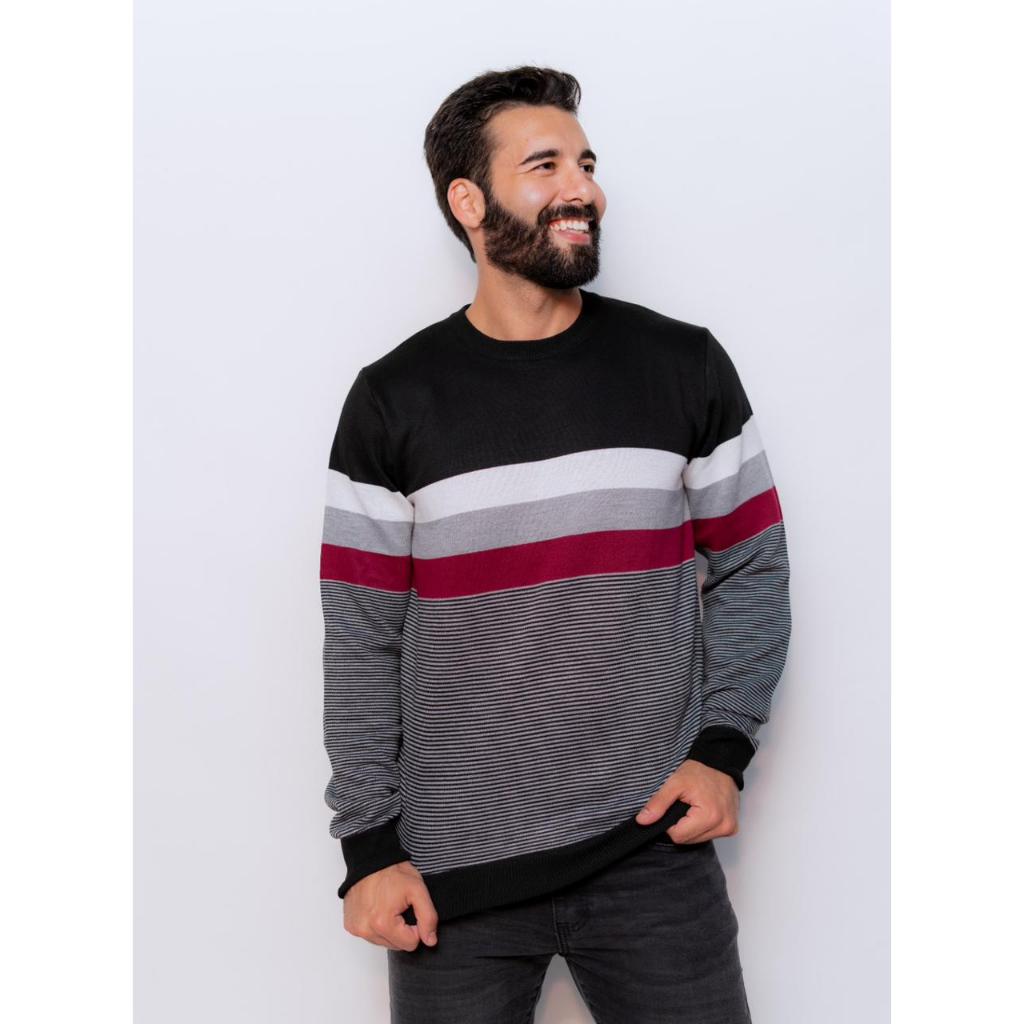 Suéter Blusa De Tricot Masculino Gola careca Lã