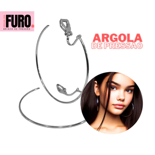 Argola de pressão - 5,00 cm fina prateado - NÃO PRECISA TER FURO NA ORELHA - PRODUTO BRASILEIRO
