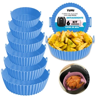6 Peças/Conjunto  Forma Cesto Assadeira Redonda Grande 22cm Silicone Air Fryer Fritadeira Alça Silicone Livre BPA em Oferta na Shopee