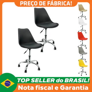 Kit 2 Cadeiras Office Leda Luisa Saarinen Estofada Base Giratória Cromada