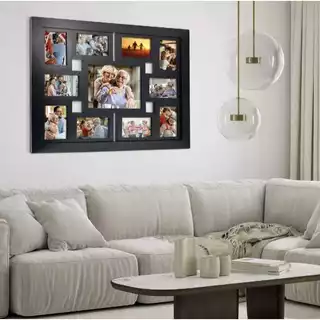 Painel Quadro Multifotos Grande Com Vidro Parede 11 Fotos
