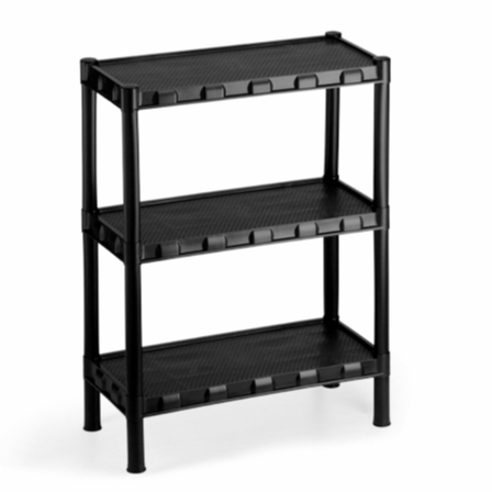 Estante Nápoles Plástica Preta com 3 Prateleiras Modular Agraplast Cod. 918 (COM PEZINHOS)
