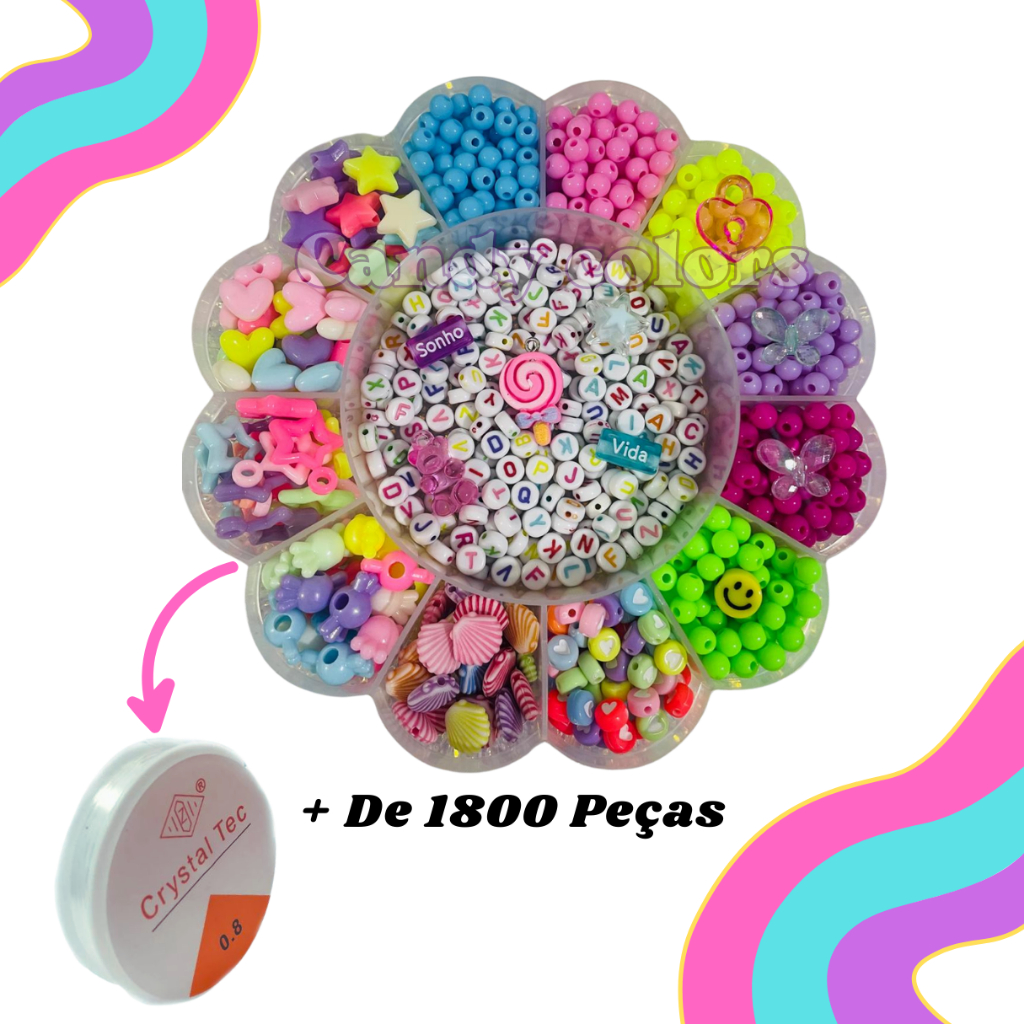 Kit Completo para Fazer Pulseiras e Colares - Mais de 1800 Peças Lindas ...
