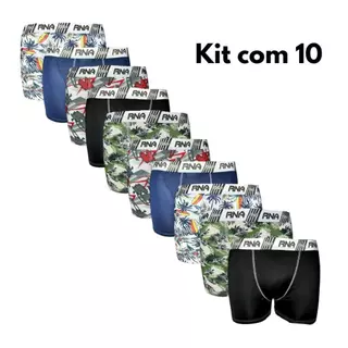Kit com 10 Cuecas Boxer Box Adulto Microfibra